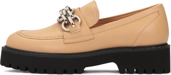 Gele platte damesschoenen met luipaardprint en gouden gesp • Mijn mocassin