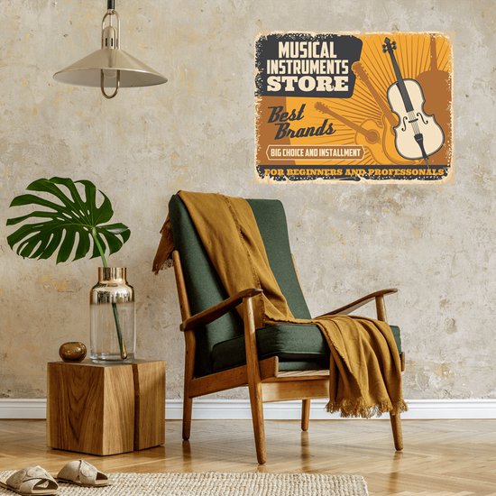 Wanddecoratie / Schilderij / Poster / Doek / Schilderstuk / Muurdecoratie / Fotokunst / Tafereel Musical instruments store gedrukt op Forex