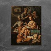 Wanddecoratie / Schilderij / Poster / Doek / Schilderstuk / Muurdecoratie / Fotokunst / Tafereel Musicerend gezelschap – Rembrandt van Rijn gedrukt op Forex