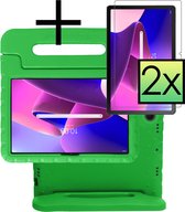 Hoesje Geschikt voor Lenovo Tab M10 Plus 3rd Gen Hoesje Kinderhoes Shockproof Hoes Kids Case Met 2x Screenprotector - Groen