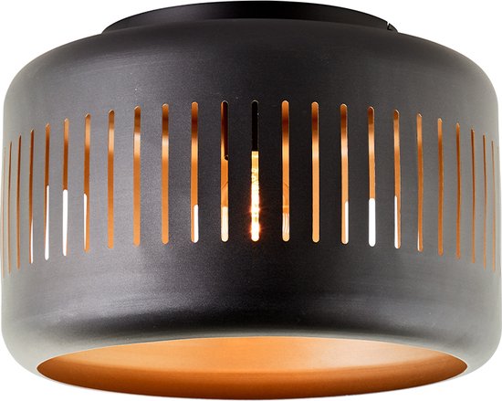 Brilliant lampe Tyas plafonnier 38cm noir/métal doré/bambou noir 1x A60, E27, 60 W