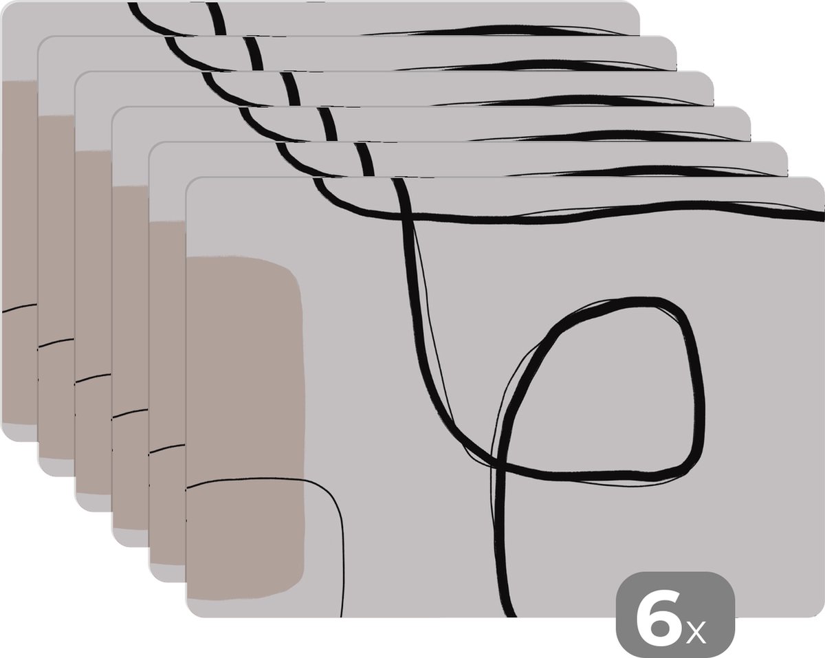 Placemat - Pastel - Abstract - Minimalisme - Design - Onderleggers - Placemats - 45x30 cm - 6 stuks