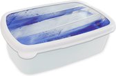 Broodtrommel Wit - Lunchbox - Brooddoos - Verf - Design - Blauw - 18x12x6 cm - Volwassenen