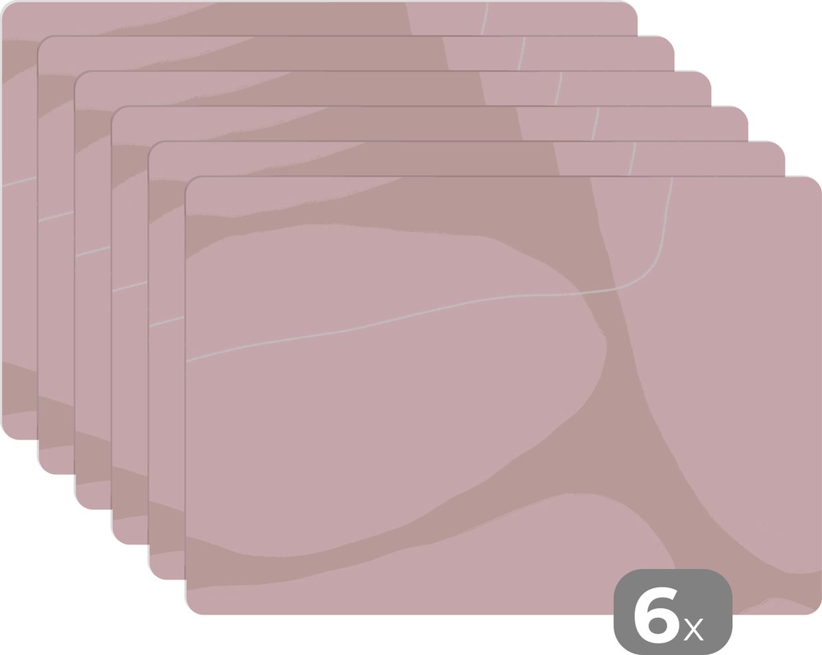 Placemat - Roze - Vormen - Abstract - Design - Onderleggers placemat - Tafel - 45x30 cm - 6 stuks