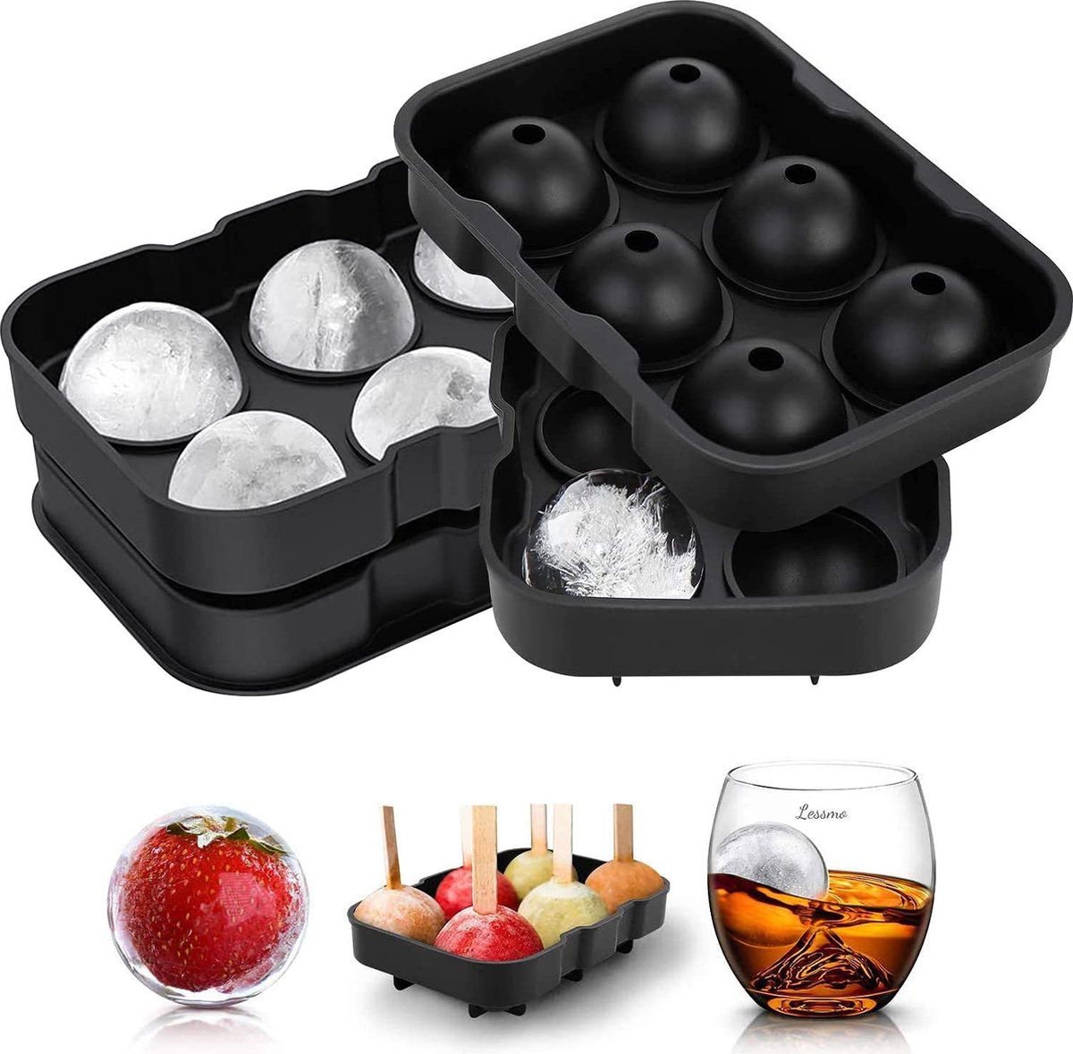 Buy LessMo 3-Pack Ice Cube Trays, Ice Cubes Molds Silicone