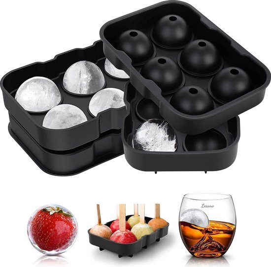 LessMo Giant Ice Cube Tray Round, 2 Packs Siliconen XXL ijsblokjes