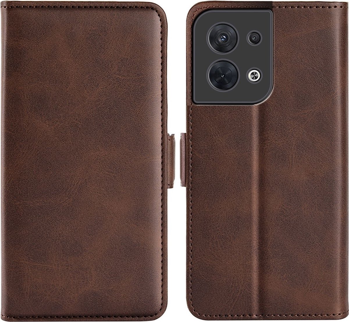 Mobigear Telefoonhoesje geschikt voor OPPO Reno 8 5G Hoesje | Mobigear Slim Magnet Bookcase Portemonnee | Pasjeshouder voor 3 Pasjes | Telefoonhoesje voor Pinpas / OV Kaart / Rijbewijs - Bruin