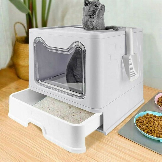 LooMar Automatische Kattenbak - Kattenbak Zelfreinigend - Lade Met Schep - Wit