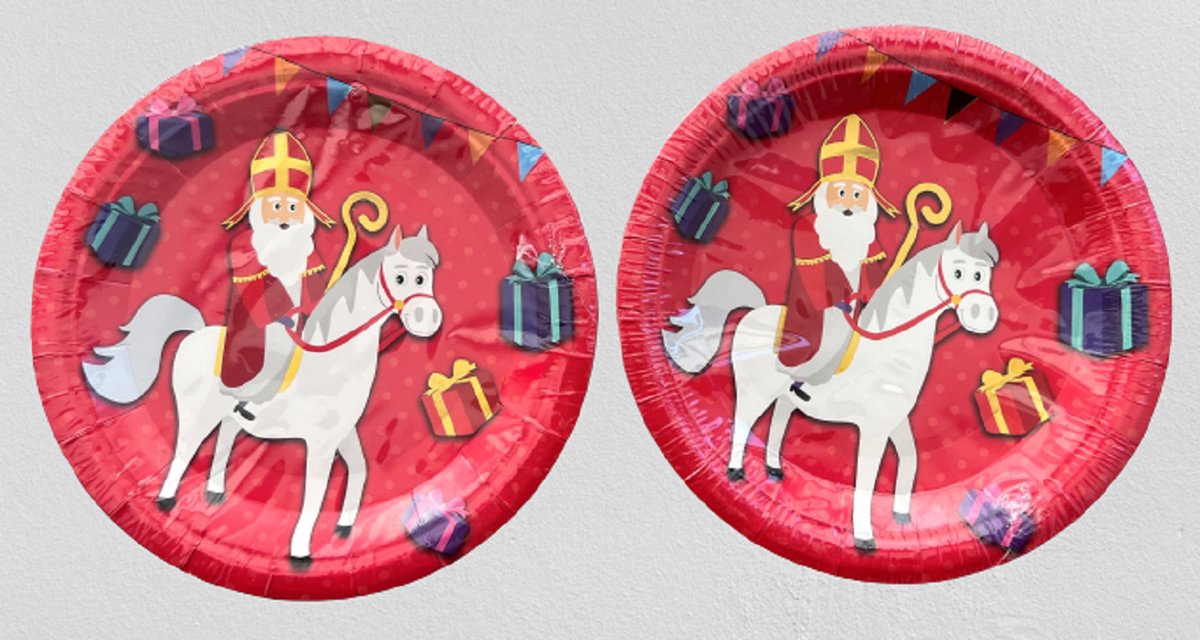 15 Sinterklaas bordjes - kartonnen feestbordjes 20 cm Sint en Piet - wegwerpbordjes