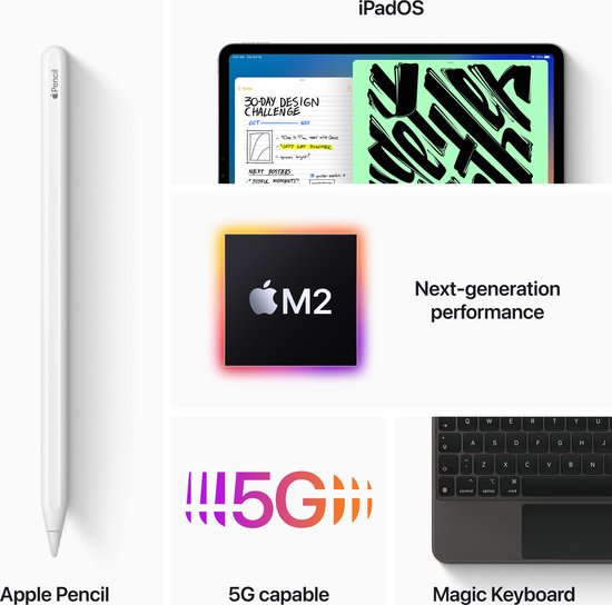 Apple iPad Pro (2022) - 11 inch - WiFi + 5G - 128GB - Spacegrijs