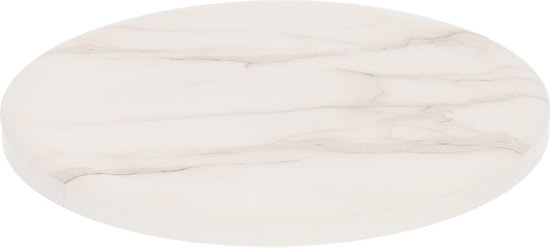 Sous-verre rond au design aspect marbre blanc.