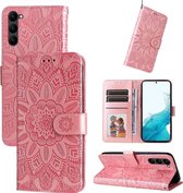 Mobigear Telefoonhoesje geschikt voor Samsung Galaxy S23 Plus Hoesje | Mobigear Sunflower Bookcase Portemonnee | Pasjeshouder voor 2 Pasjes | Telefoonhoesje voor Pinpas / OV Kaart / Rijbewijs - Roze