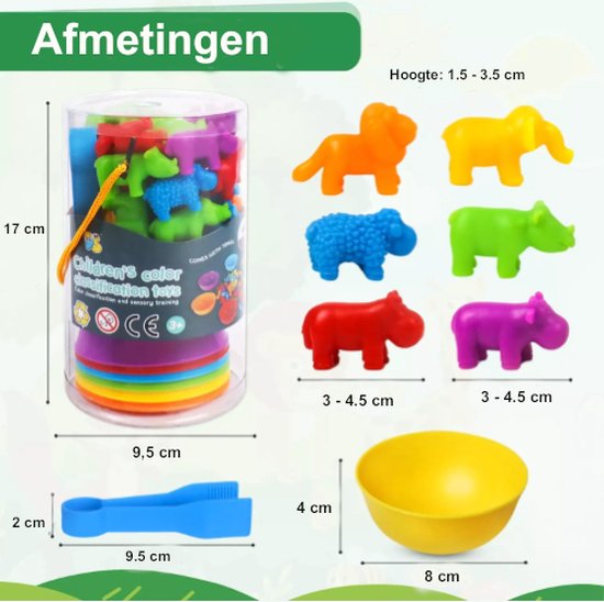 Thumbnail van een extra afbeelding van het spel Montessori Sorteer Speelgoed | Dieren | 17 x 9.5 cm | Sensory | Motoriek | Cognitief | Kleurrijk