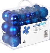 Bol.com Relaxdays kerstballen set van 50 - traditioneel - kunststof - kerstboomversiering - los - blauw aanbieding