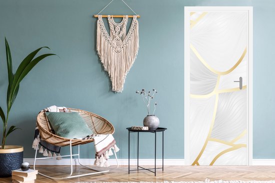 Deursticker Abstract patroon met gouden lijnen - 85x215 cm - Deurposter