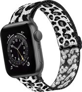 Nylon Bandje Geschikt voor Apple Watch 1-8 / SE (38/40/41 mm) Bandje Stof - Horloge Band Verstelbare Gesp Polsband Geschikt voor Apple Watch 1-8 / SE (38/40/41 mm) - Panterwit