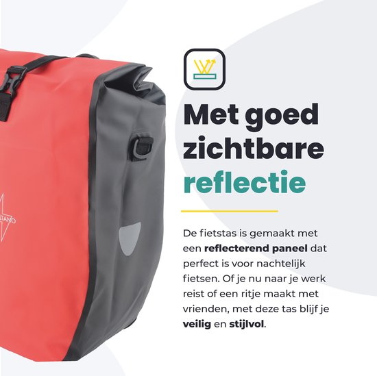Voltano Luxe Fietstas 28L - Enkele Pakaftas - Zwart / Rood - 100% Waterdicht - Gratis Schouderband van Voltano — afbeelding 5