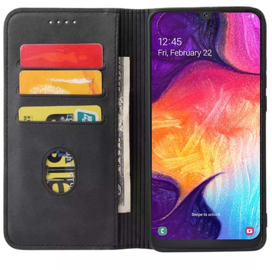 Smartphonica Samsung Galaxy A50 étui en simili cuir avec fermeture magnétique et porte-cartes book case - noir / simili cuir / book case