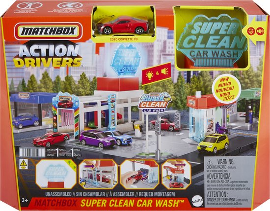 Matchbox Action Drivers – Centro De Transporte Con Parking De 5 Plantas, Helipuerto Y Muelle, Incluye 3 Vehículos Escala 1:64, +3 Años