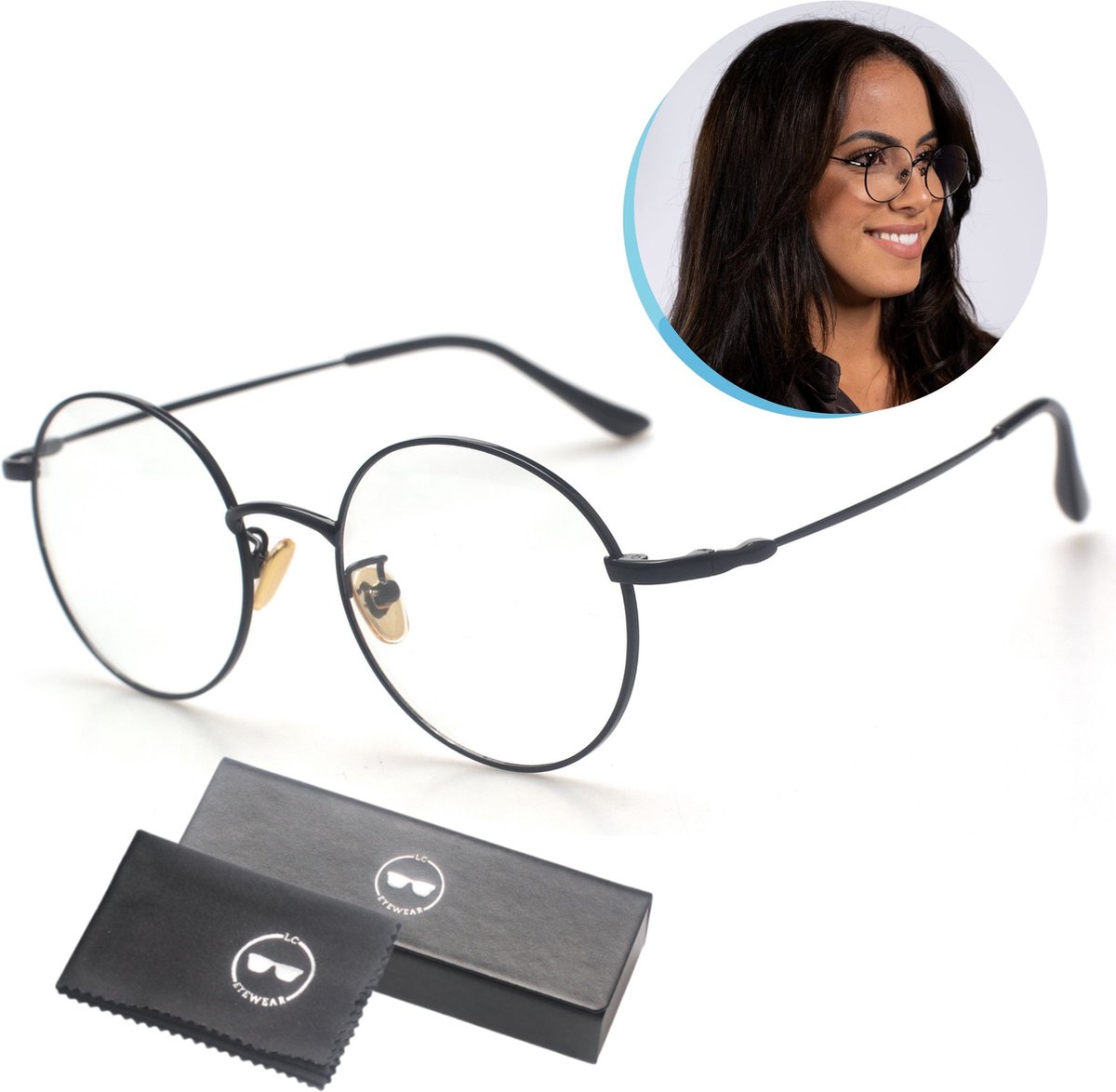 LC Eyewear Computerbril - Blauw Licht Bril - Blue Light Glasses - Beeldschermbril - Metaal - Unisex - Zwart