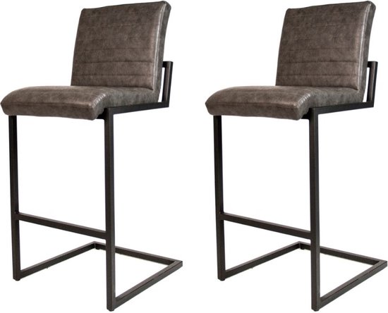 WOLTU Set van 2 Barkrukken Zitting in Kunstleer Voet in metalen,Barstoelen draaibaar en verstelbare,Antraciet