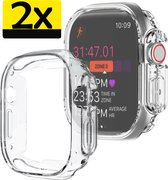 Siliconen Hoesje Geschikt voor Apple Watch Ultra Hoes Case - Hoes Geschikt voor Apple Watch Ultra (49 mm) Case - Transparant - 2 Stuks