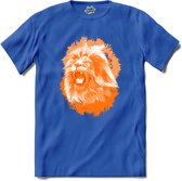 Oranje Leeuw - Oranje elftal WK / EK voetbal kampioenschap - bier feest kleding - grappige zinnen, spreuken en teksten - T-Shirt - Heren - Royal Blue - Maat XXL