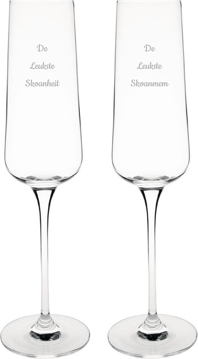 Gegraveerde Champagneglas 27cl De Leukste Skoanheit-De Leukste Skoanmem