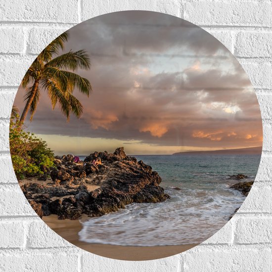 WallClassics - Muursticker Cirkel - Tropisch Strand - 60x60 cm Foto op Muursticker
