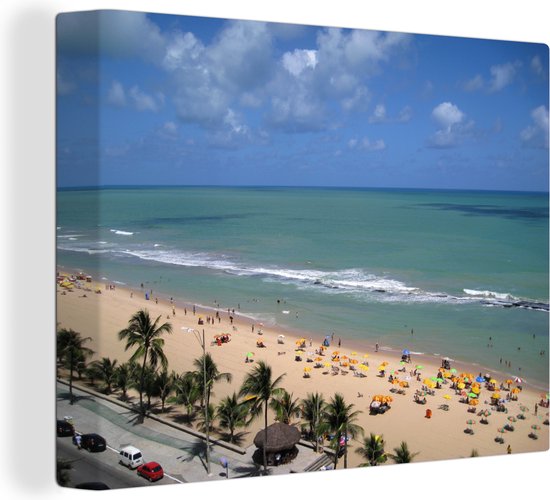 De Bao Viagem van Recife met palmbomen in Brazilië Canvas 80x60 cm - Foto print op Canvas schilderij (Wanddecoratie woonkamer / slaapkamer)