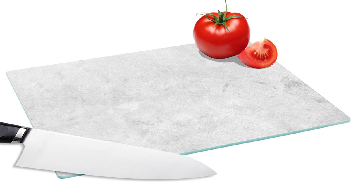 Glazen Snijplank - 28x20 - Marmer - Textuur - Grijs - Marmerlook - Snijplanken Glas