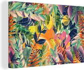 Canvas Schilderij Bloemen - Jungle - Tropisch - 90x60 cm - Wanddecoratie