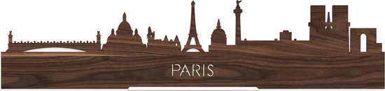 Standing Skyline Paris Noyer - 40 cm - Décoration d'intérieur à afficher et à accrocher - Plus de villes disponibles - Cadeau pour lui - Cadeau pour elle - Anniversaire - Anniversaire - Pendaison de crémaillère - Souvenir de ville - WoodWideCities