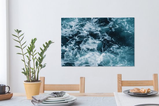 Canvas Schilderij Water - Blauw - Golf - 60x40 cm - Wanddecoratie