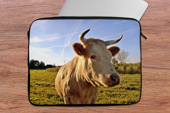 Housse ordinateur portable 17 pouces 41x32 cm - Vaches - Housse Macbook & Laptop Cow in nature - Housse ordinateur portable avec photo