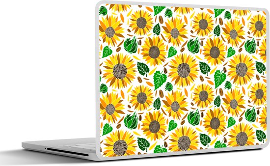 Laptop sticker - 11.6 inch - Zonnebloem - Bladeren - Patronen - 30x21cm - Laptopstickers - Laptop skin - Cover
