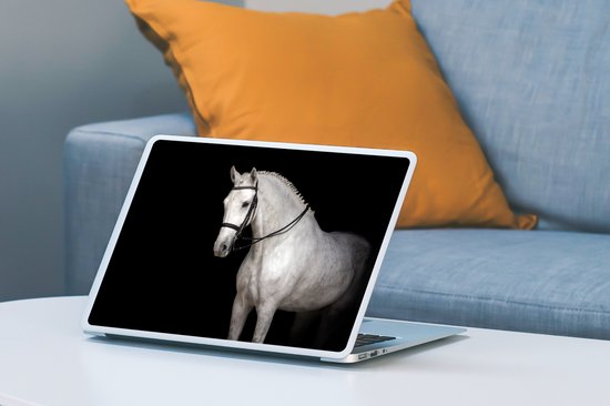Sticker ordinateur portable - 10,1 pouces - Cheval - Wit - Zwart