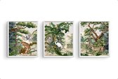 Postercity - Ensemble d'affiches 3 Animaux de la Jungle Vintage Tigre Cheeta Vogel Singe - Affiche Jungle / Safari - Chambre d'enfant / Chambre d'enfant - Chambre de bébé