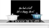 Spatscherm keuken 70x50 cm - Kookplaat achterwand Hoe laat is het? Het is Happy Hour! - Drank - Quotes - Spreuken - Alcohol - Muurbeschermer - Spatwand fornuis - Hoogwaardig aluminium