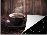 KitchenYeah® Inductie beschermer 59x52 cm - Koffie - Heet - Koffiebonen - Kookplaataccessoires - Afdekplaat voor kookplaat - Inductiebeschermer - Inductiemat - Inductieplaat mat