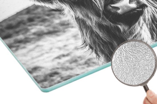 Planche à découper en Verres - 28x20 - Scottish Highlander - Nature - Vache - Zwart - Wit - Planches à découper en Glas