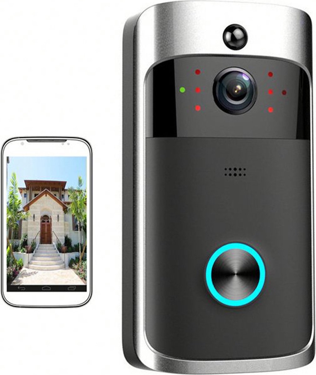 STEN Video deurbel - HD 720p - micro-SD opslag - Live uitkijken - Slimme Deurbel - Deurbel met Camera - Grijs