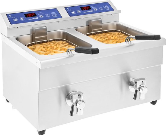 pasta Gestreept Redelijk Royal Catering Inductie friteuse – 2x 10 liter – 60 tot 190°C | bol.com