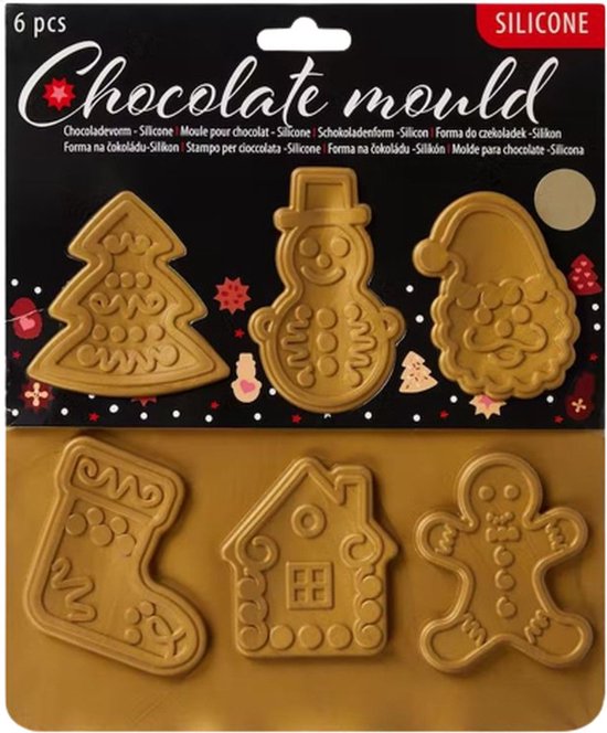 Kerst bakvormpjes Goud Siliconen 20 x 24 cm 6 vormen Cakevorm