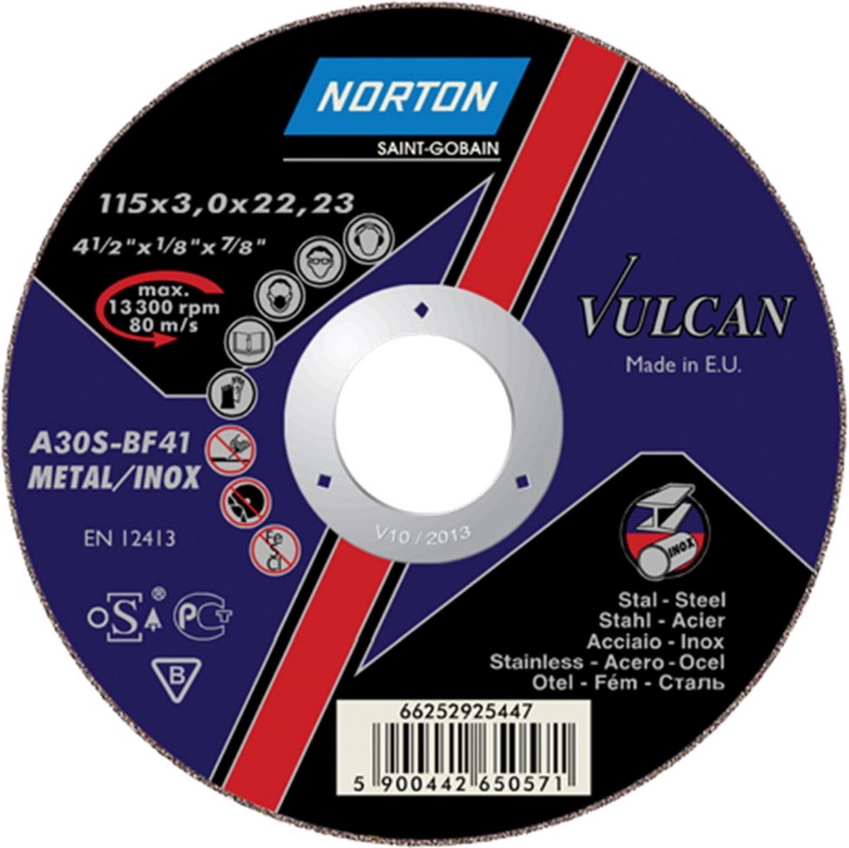 Norton Vulcan Doorslijpschijf Metaal & RVS 125x1mm