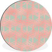WallCircle - Cercle mural - Motifs - Rose - Vert - Aluminium - Dibond - ⌀ 120 cm - Intérieur et extérieur XXL
