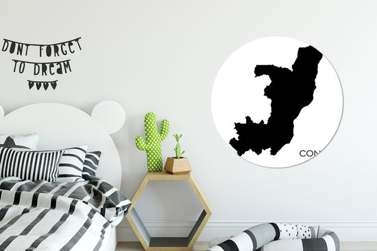 Illustration de la silhouette noire du Congo-Brazzaville Cercle mural aluminium ⌀ 90 cm - tirage photo sur cercle mural / cercle vivant / cercle de jardin (décoration murale)