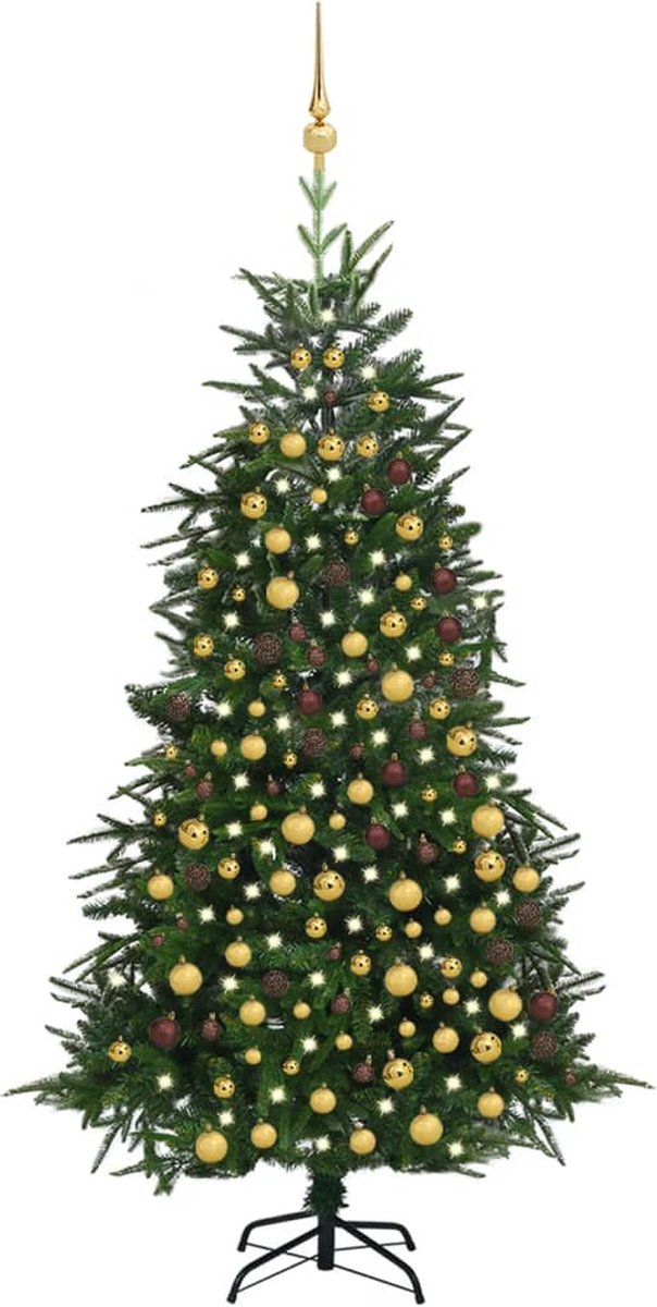 Prolenta Premium - Kunstkerstboom met LED's en kerstballen 240 cm PVC en PE groen