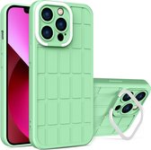 Mobigear Hoesje geschikt voor Apple iPhone 14 Telefoonhoesje Hardcase | Mobigear Cube Backcover met Standaard | iPhone 14 Case | Back Cover - Groen