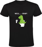 Well.... Crap! Heren T-shirt - dino - t-rex - dinosaurus - wc - toilet - shit - grappig